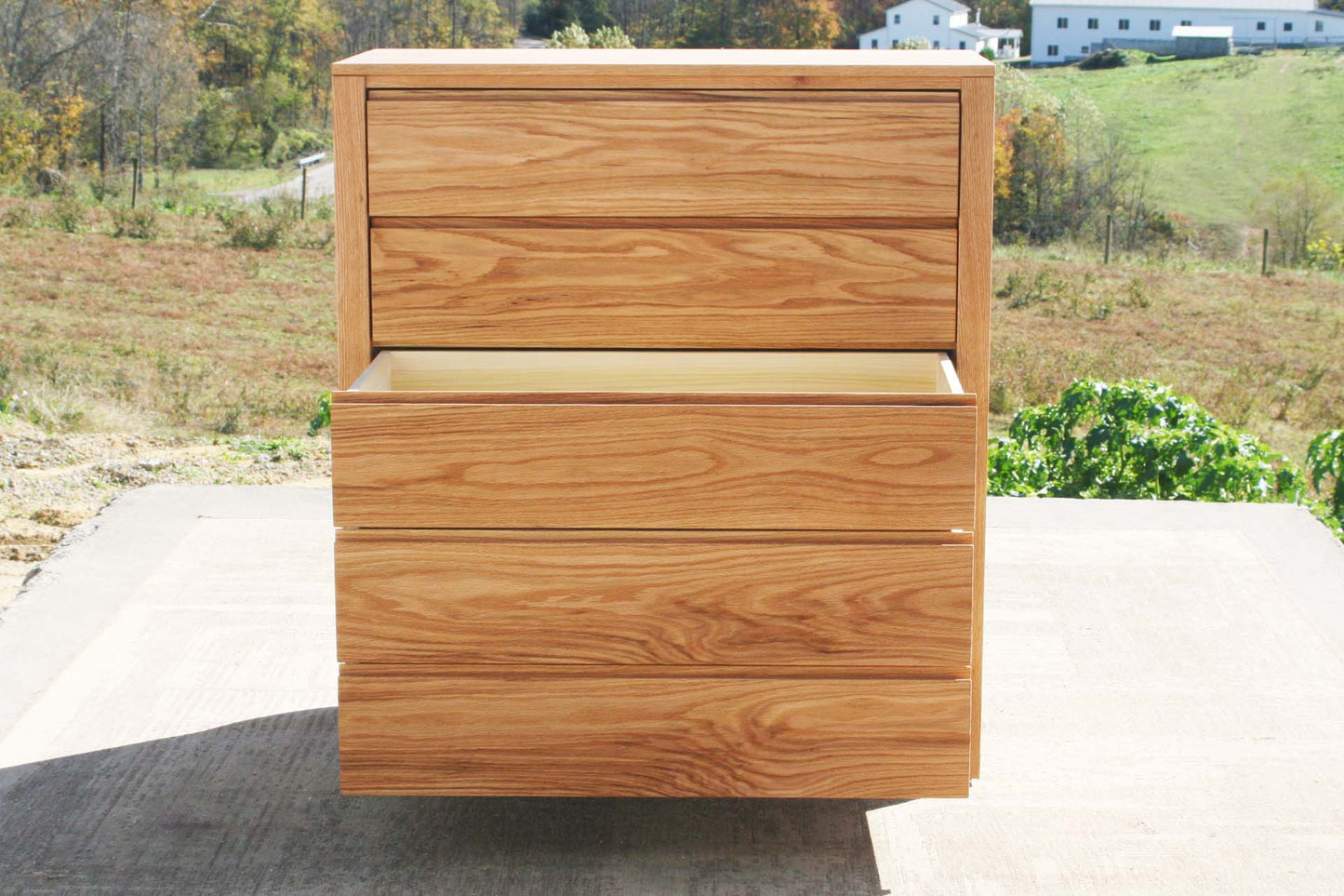 lower drawers open natural Dresser with 5 drawers