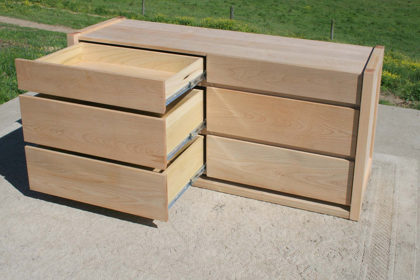 three drawers extended paneled dresser