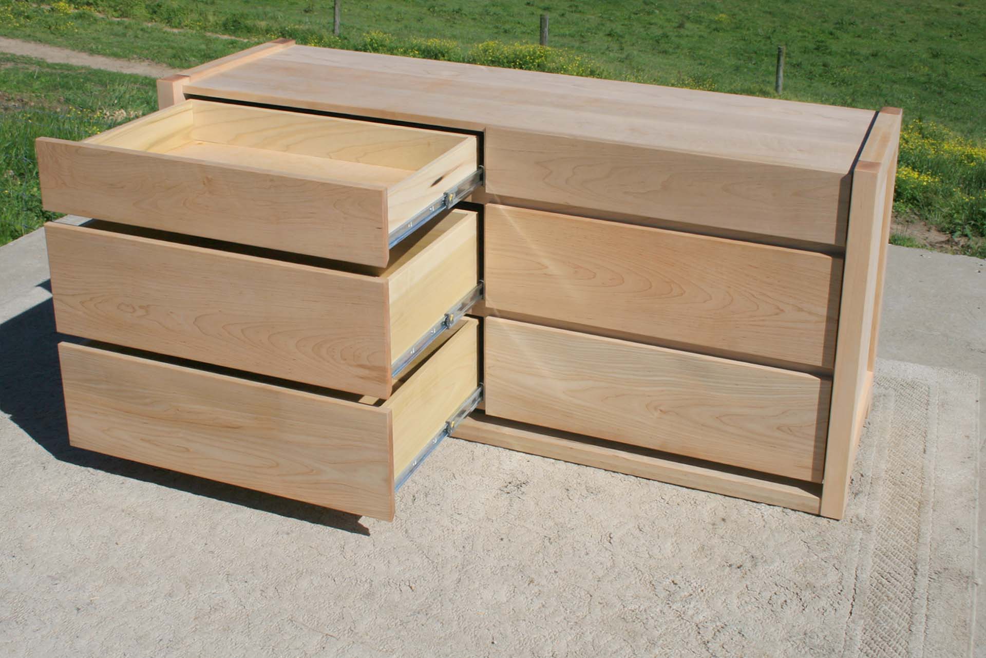 three drawers extended paneled dresser