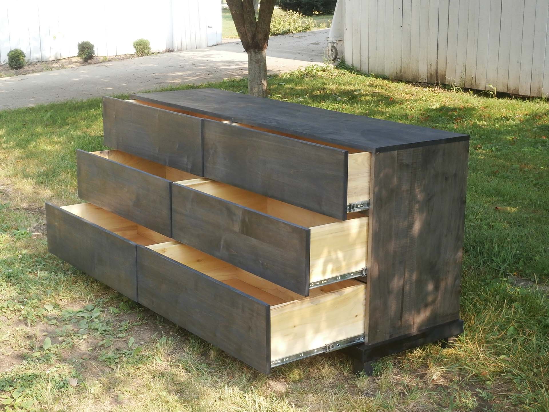 angled view dresser with overlap drawers