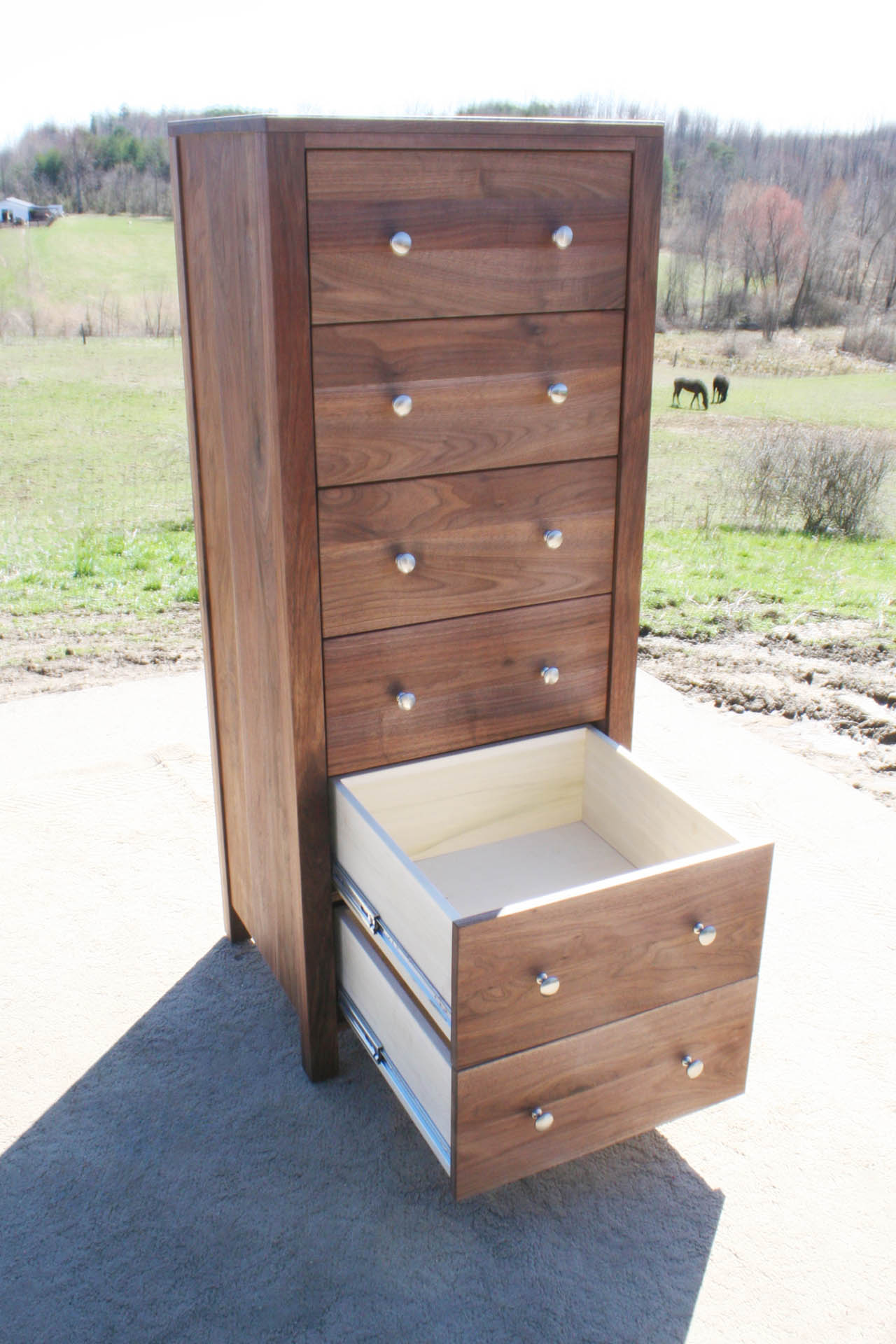 Chest with 6 Inset Drawers and Flat Sides with drawers open