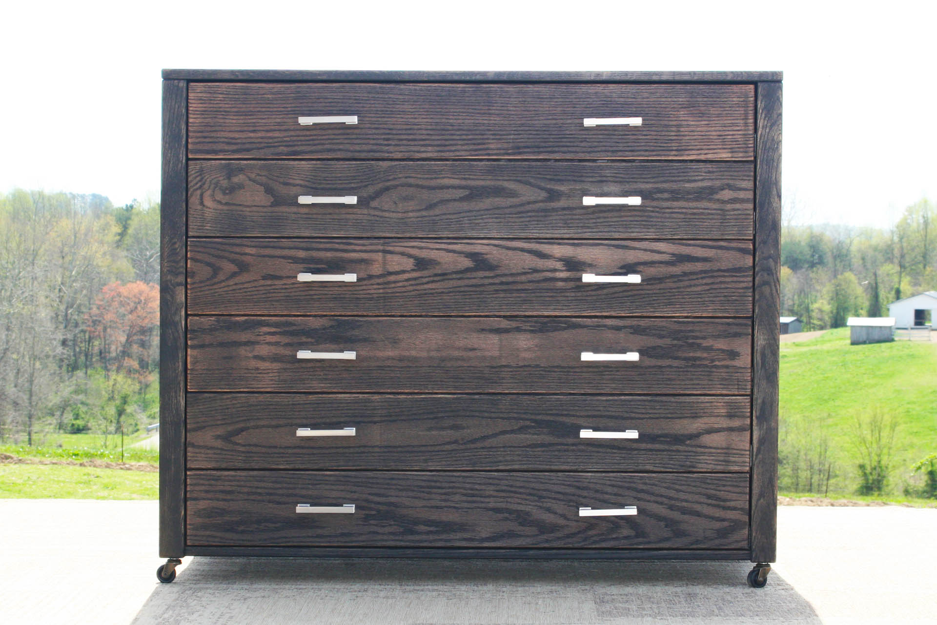 front view low Chest with 6 Inset Drawers and Flat Sides