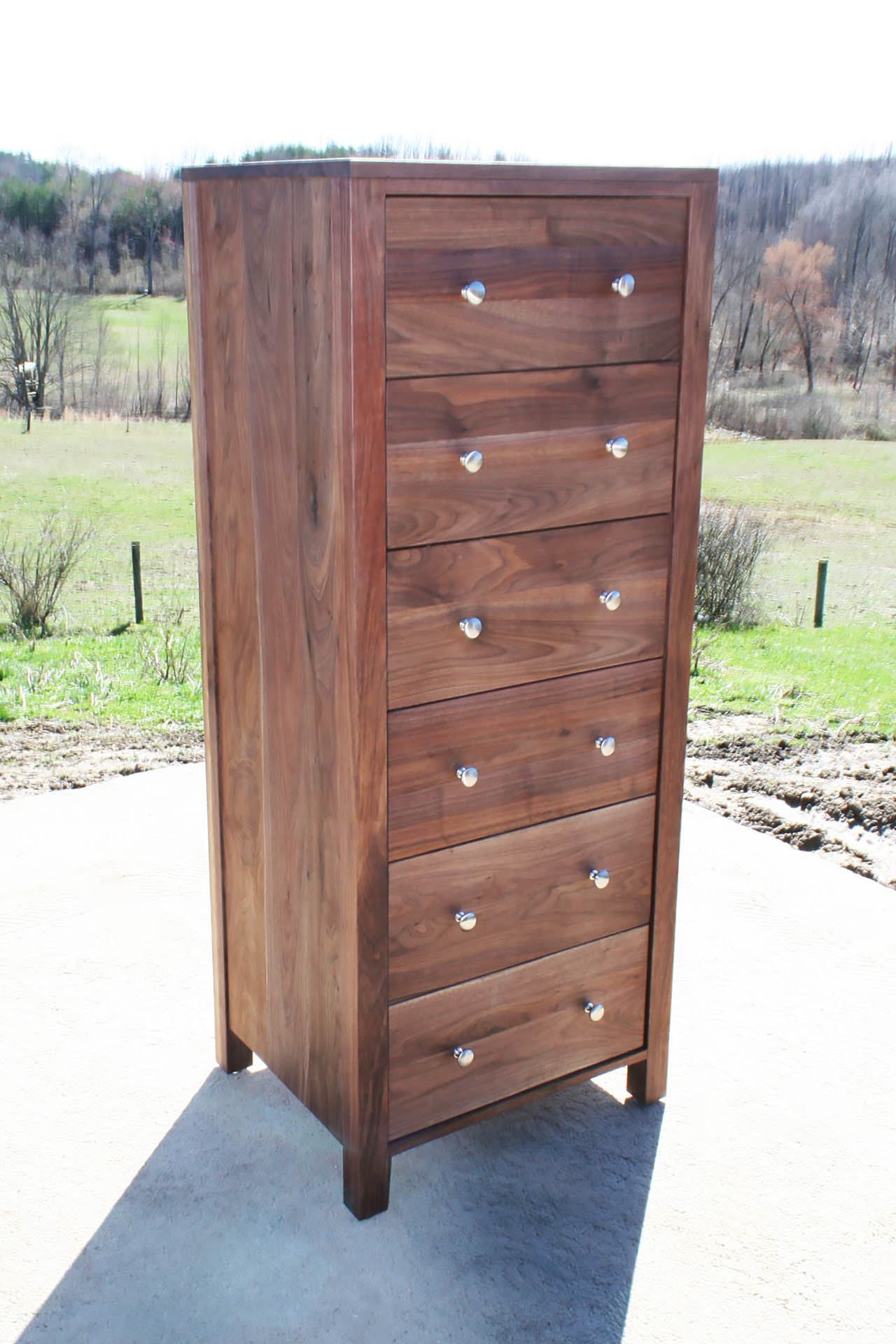 front angled view Chest with 6 Inset Drawers and Flat Sides