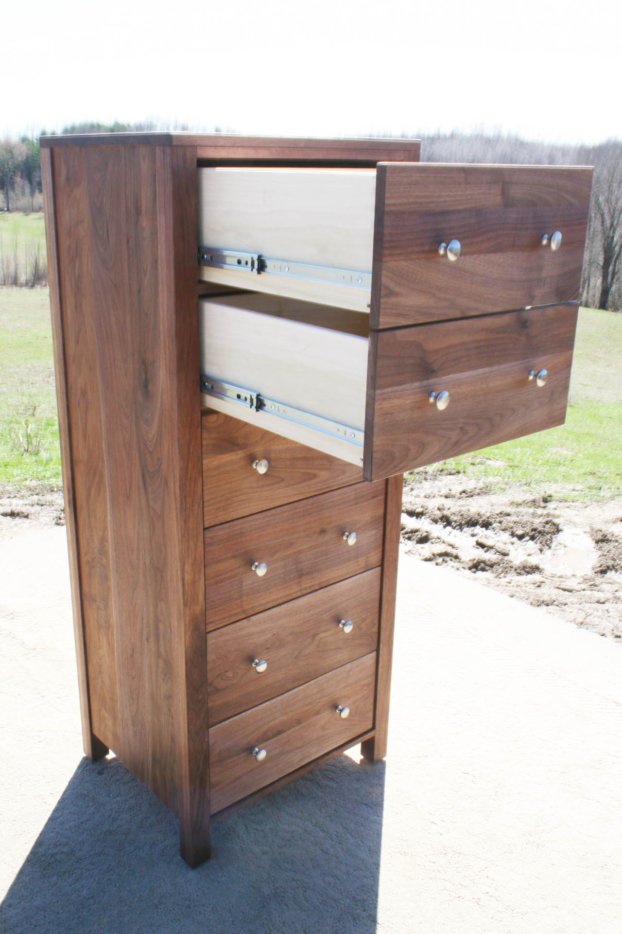 side angled view with drawers open Chest with 6 Inset Drawers and Flat Sides