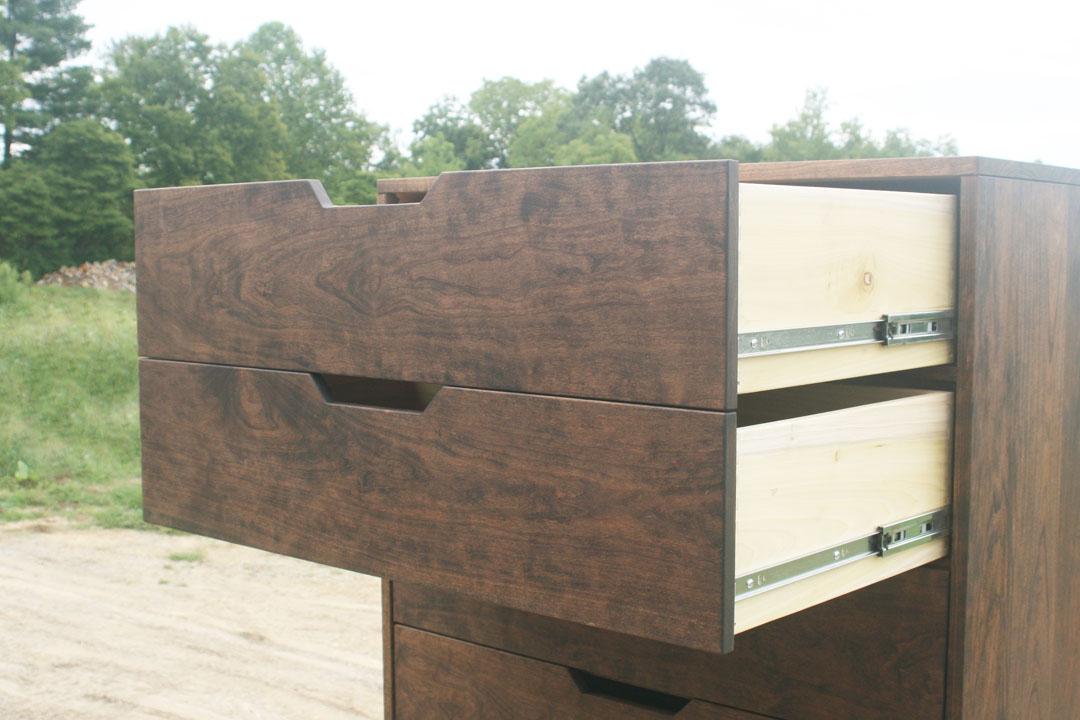 wood walnut dresser top drawers open