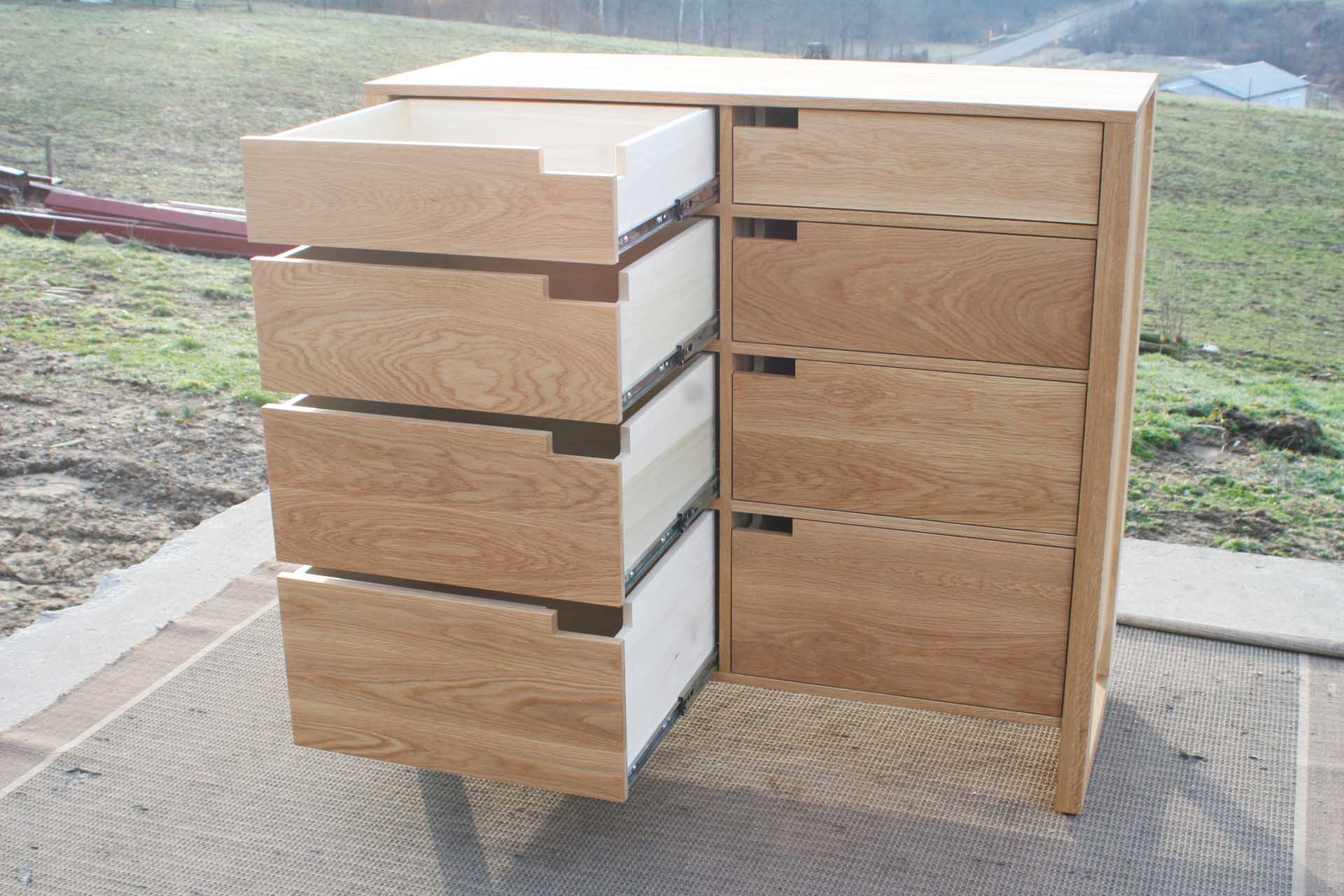 drawers open 8 drawer double dresser front view