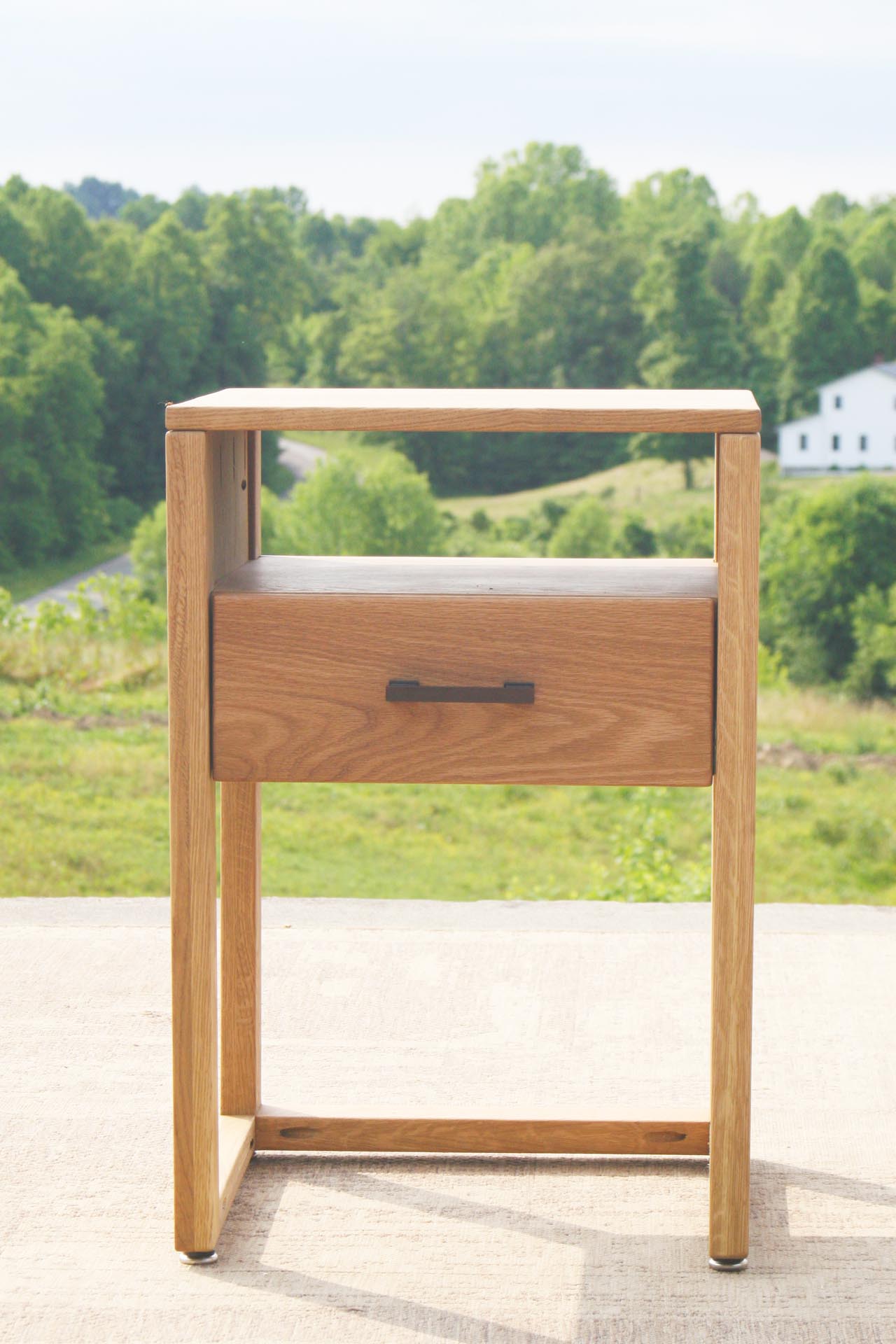 nightstand with shelf and drawer