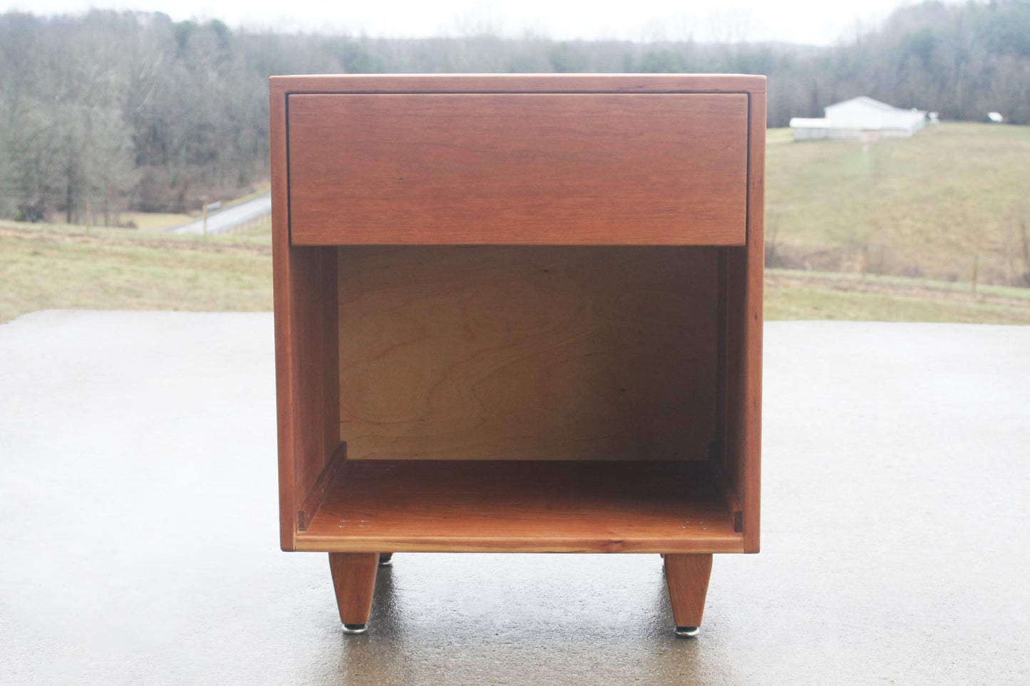 Modern Storage Nightstand front view hardwood