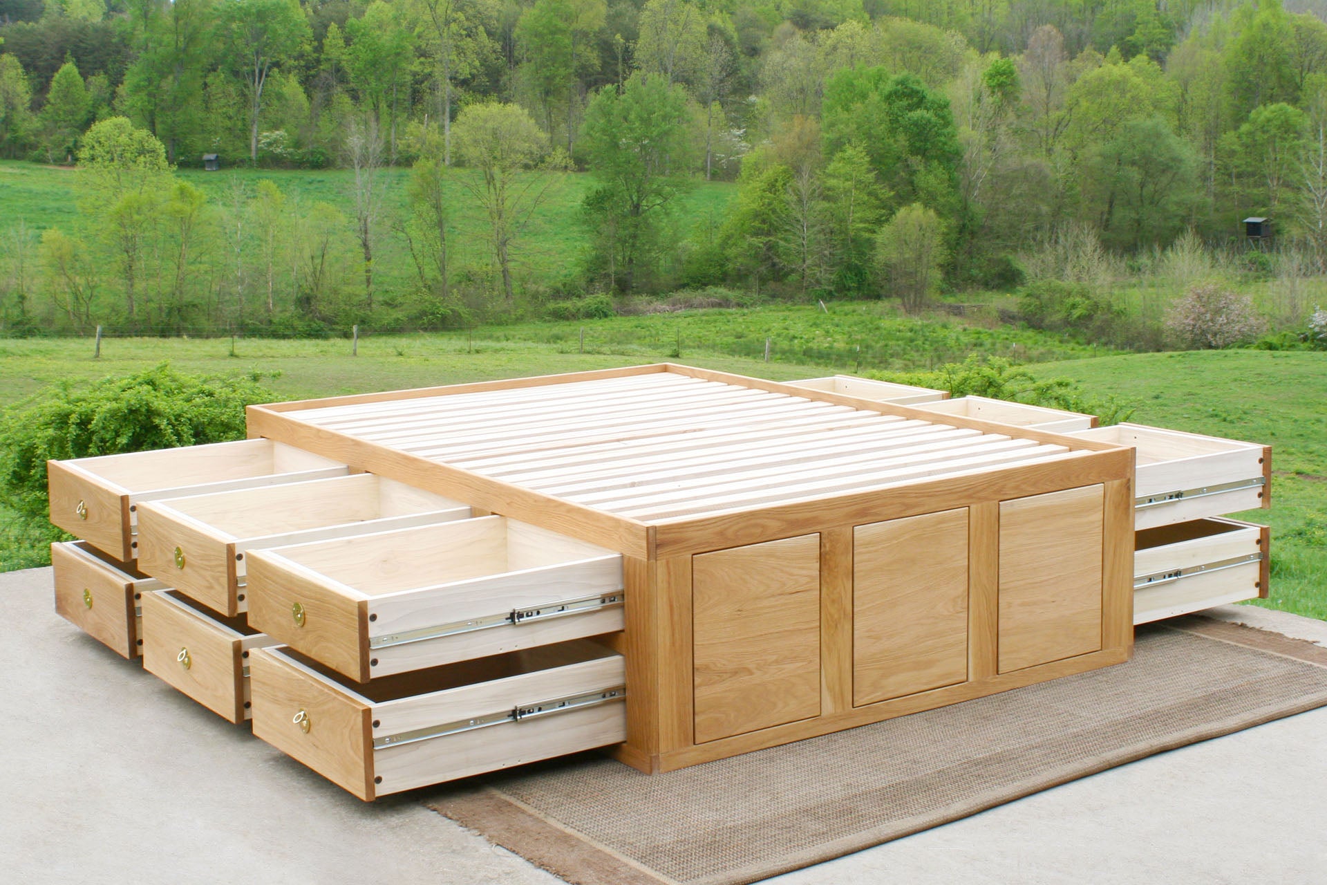 Storage Bed with 12 drawers open