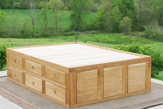angled view Storage Bed with 12 drawers