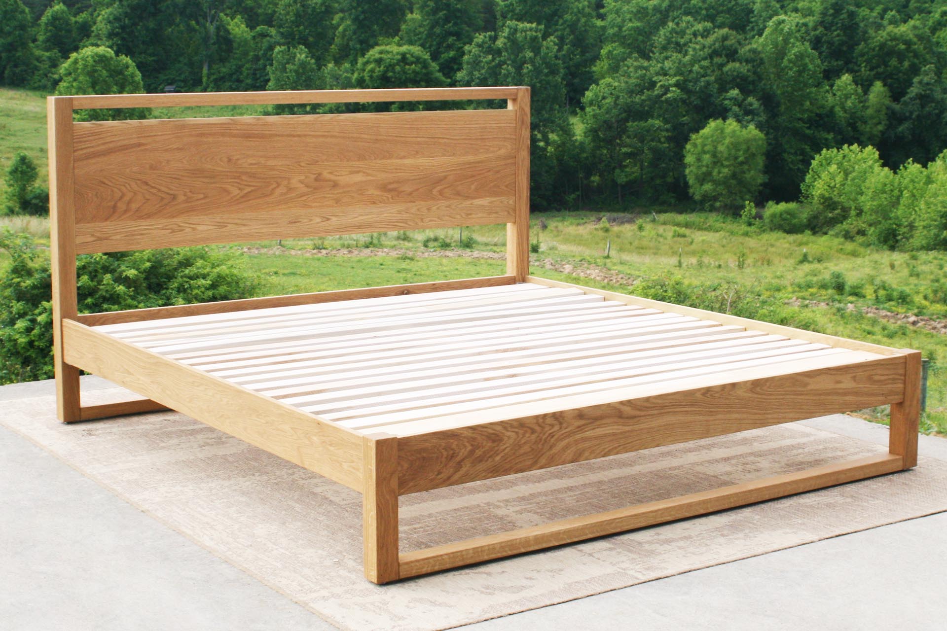 Modern platform bed with headboard