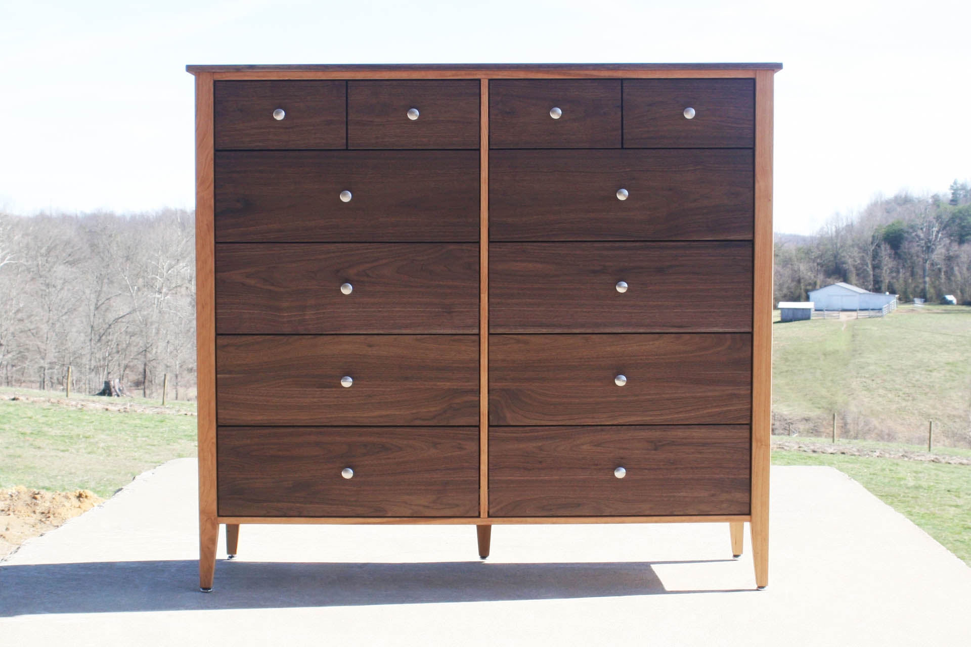 12 Drawer Dresser Chest with Inset Drawers and Flat Panels front