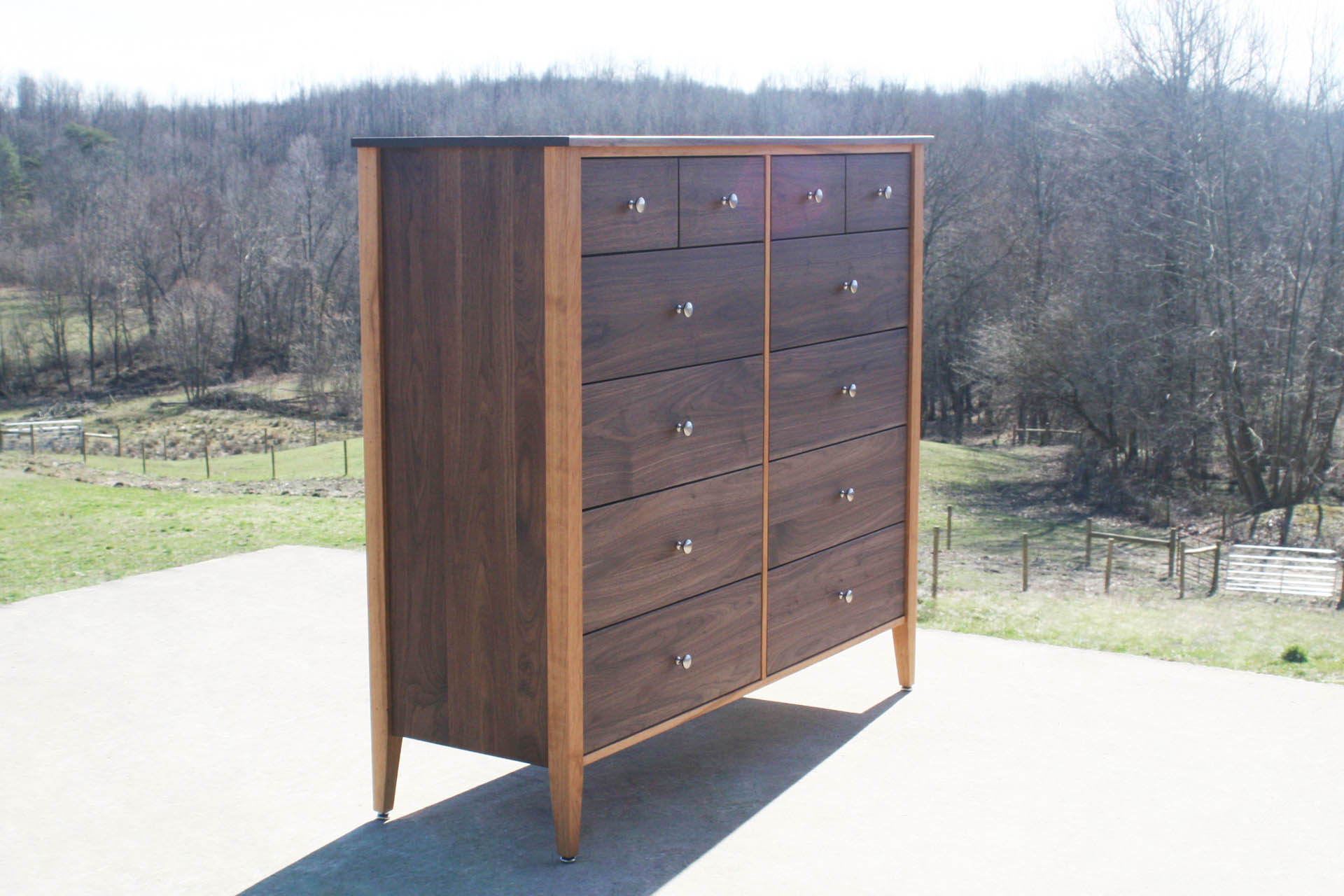 12 Drawer Dresser Chest with Inset Drawers and Flat Panels angled view