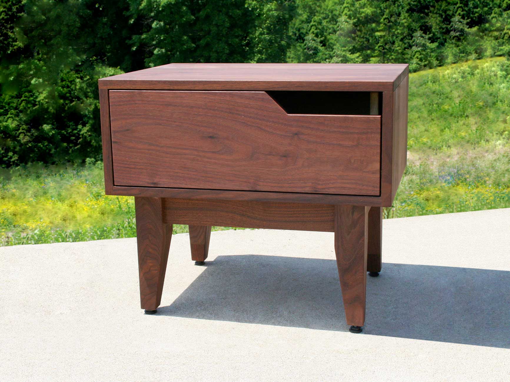bedside table with one drawer walnut