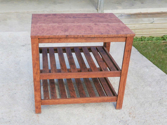 Bedside Table with two slat shelves front view