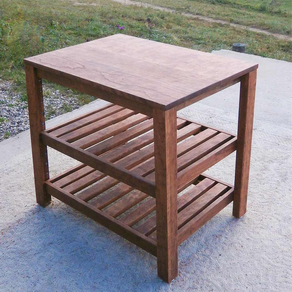 natural bedside table with two open shelves