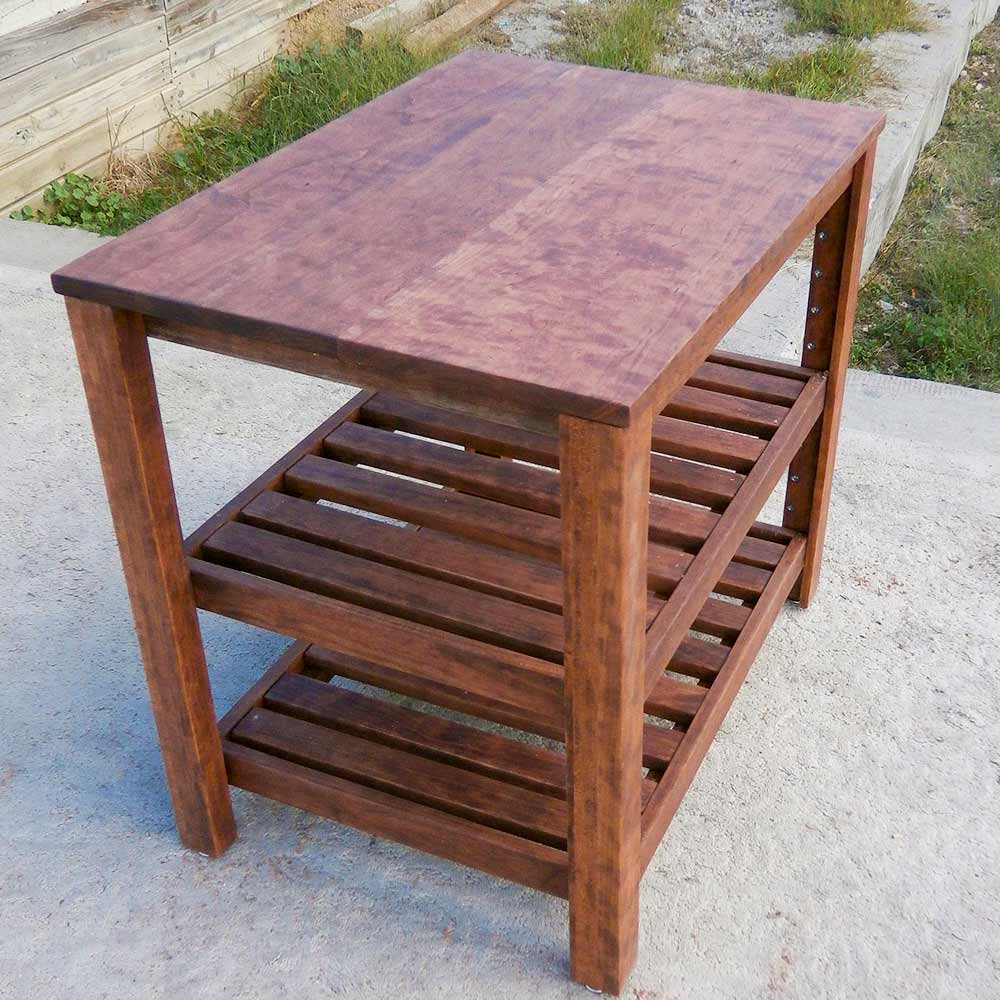 bedside table with two open shelves side angled view