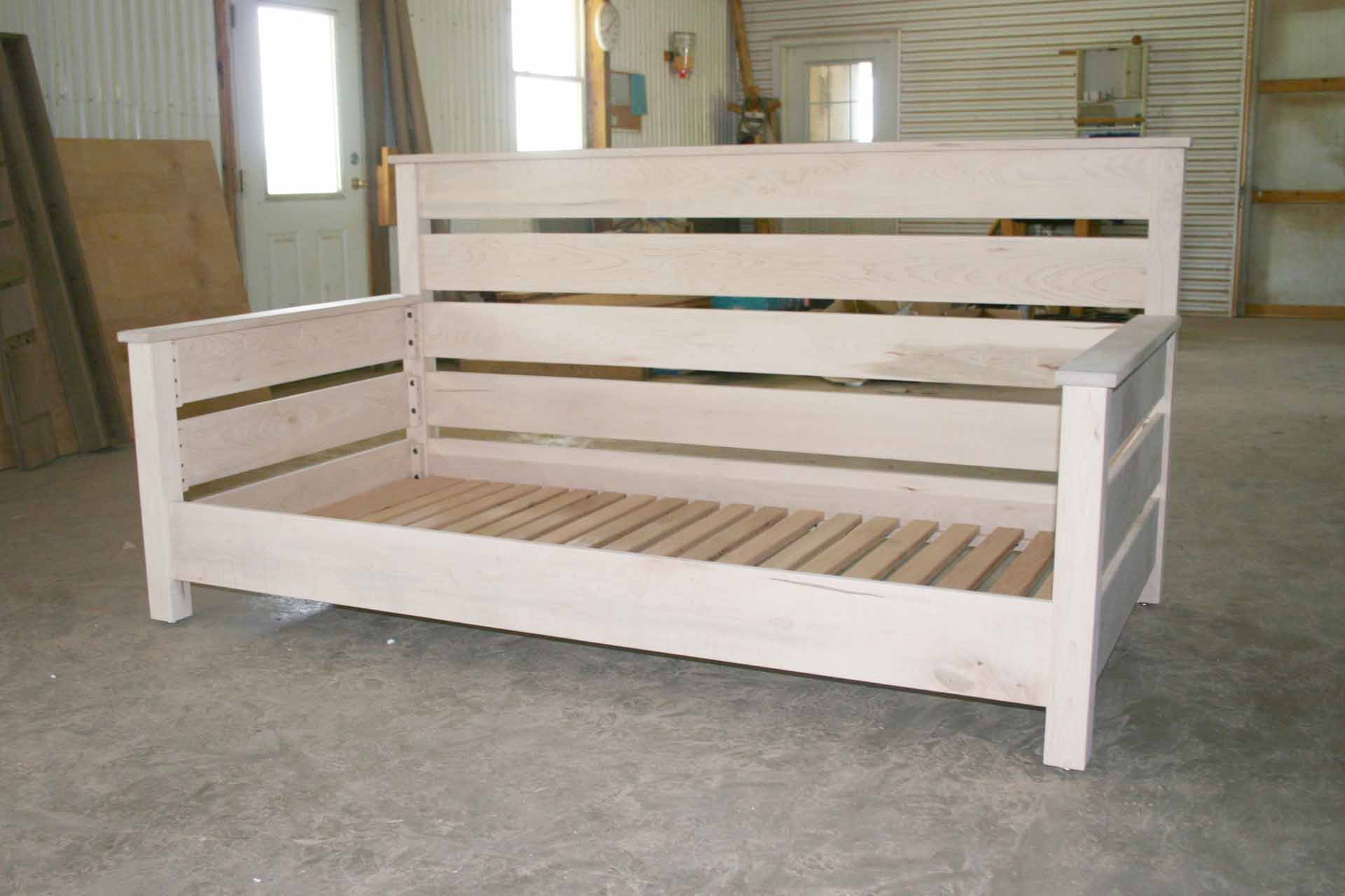 day bed with horizontal back and sides hardwood