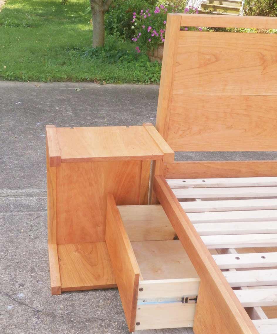 drawer pass through bedside table with bed