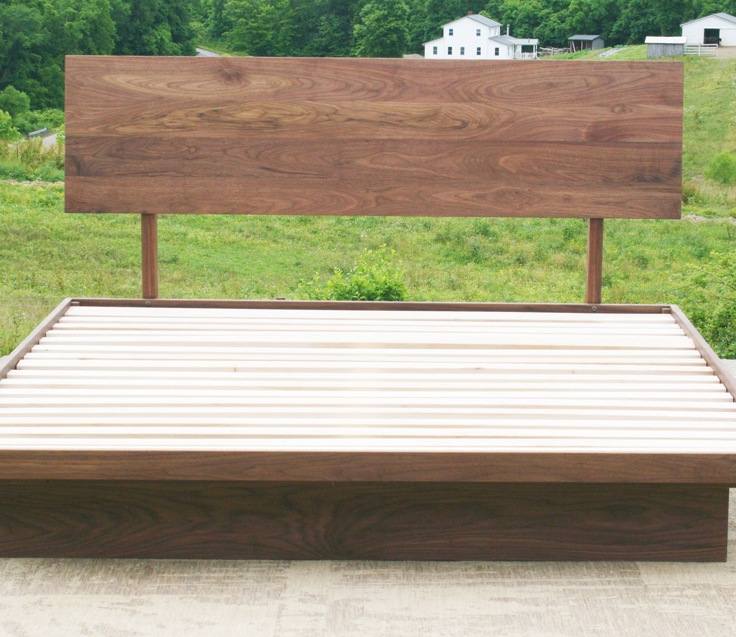 walnut platform bed natural front view