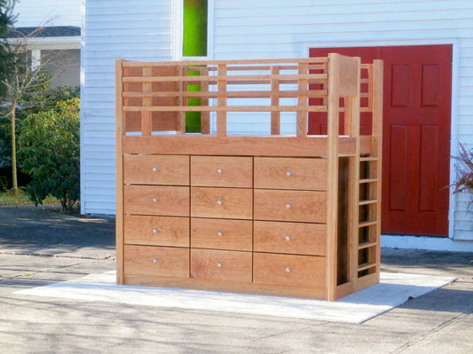Loft storage bed with 12 drawers LdLnV01