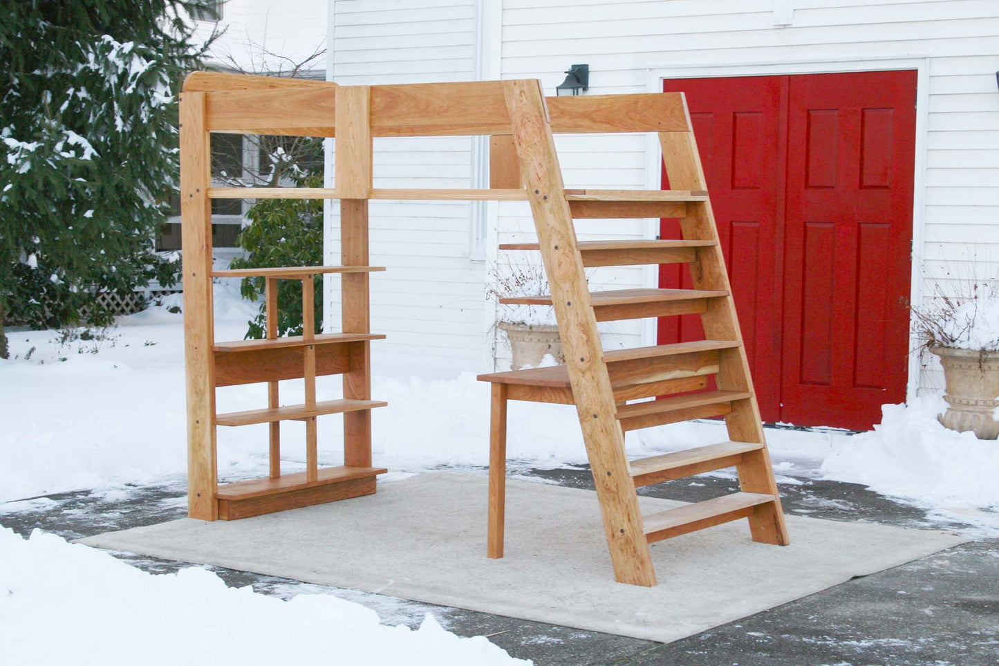 Loft Bed with desk and shelves lbsnv04