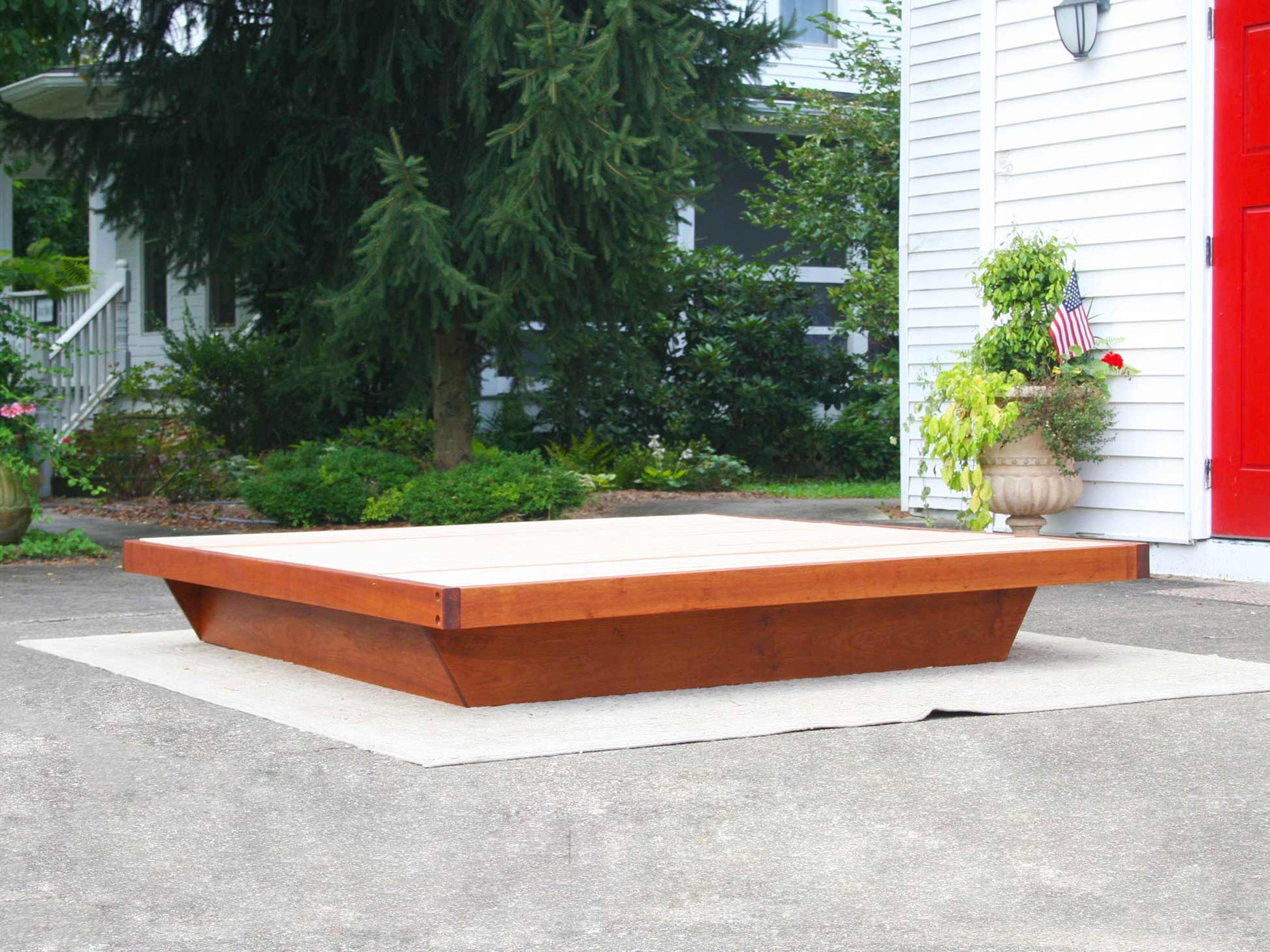 Low Platform Bed Frame with angled base side view