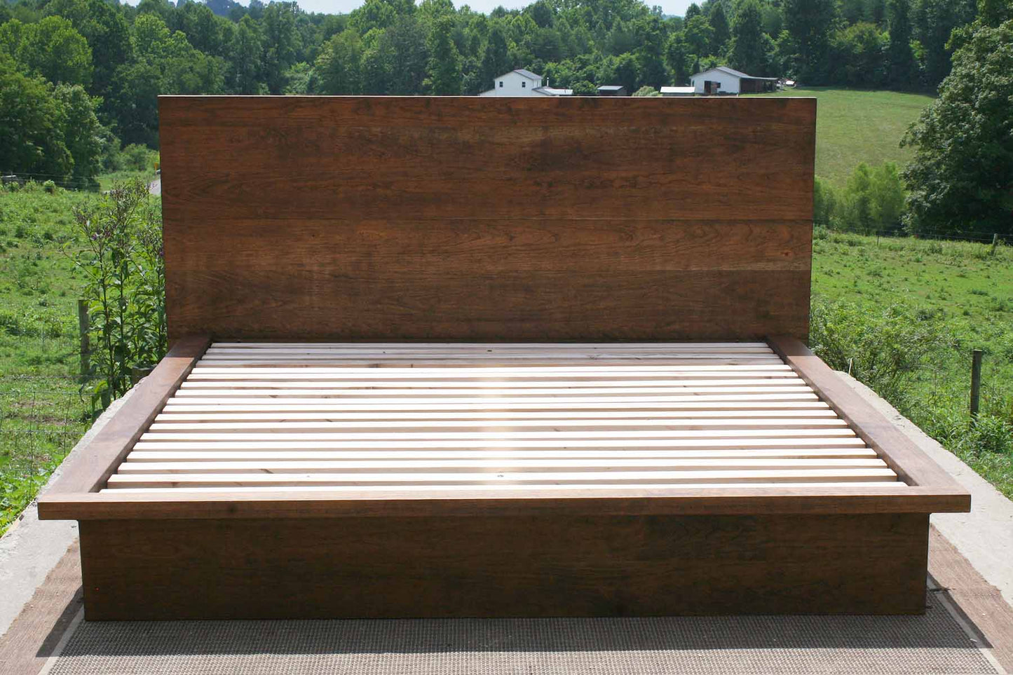 low profile platform bed front view