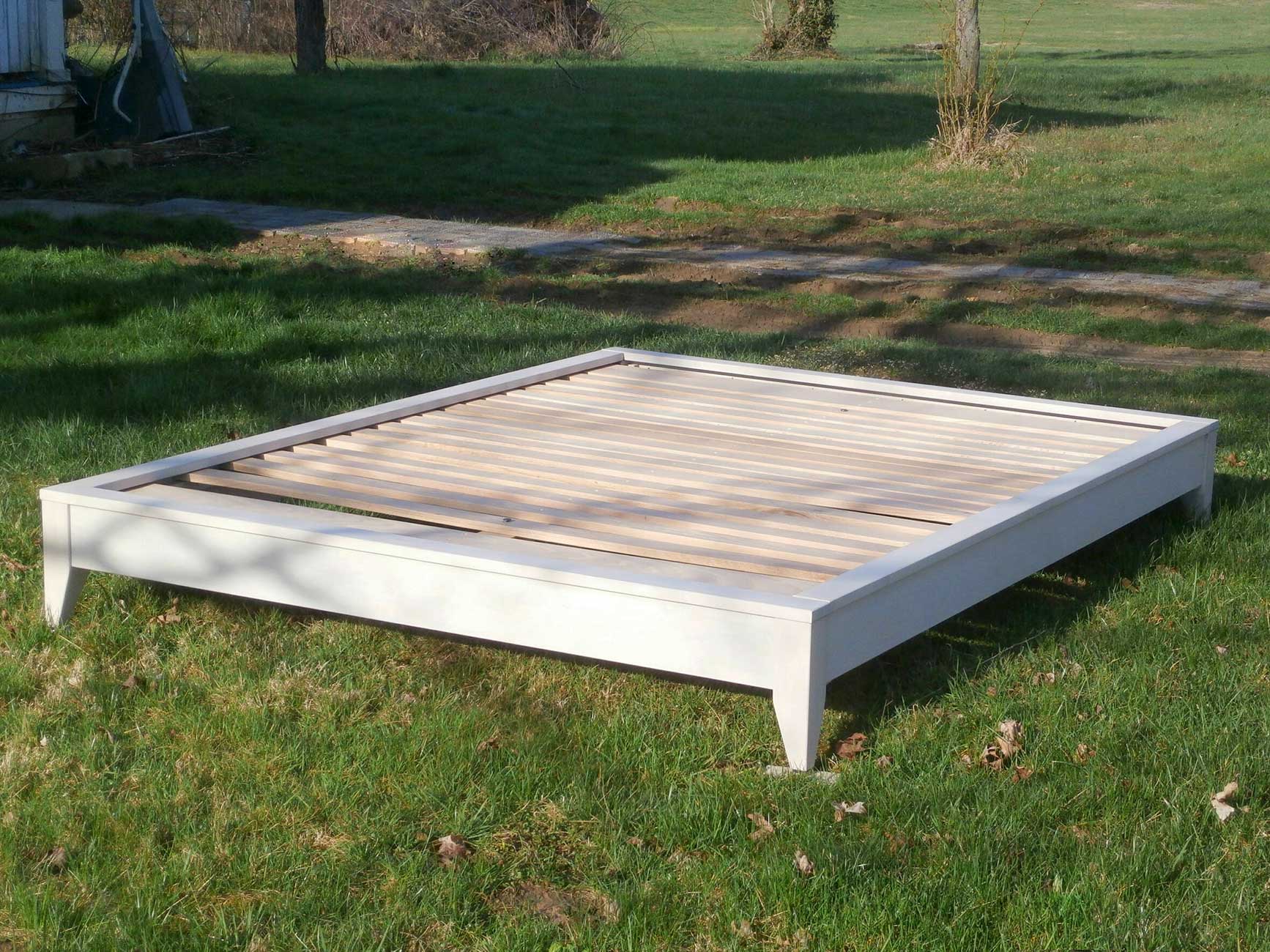 Low Platform Bed without headboard side view zoomed out