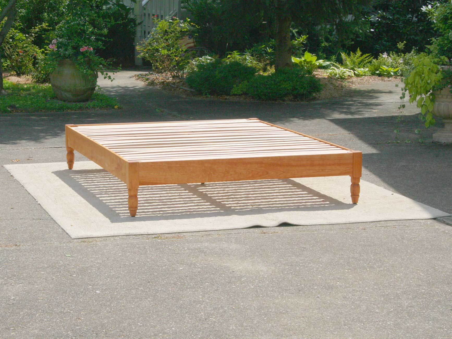 Platform Bed with turned corner posts front view