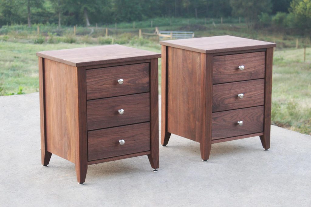 walnut 3 drawer nightstand