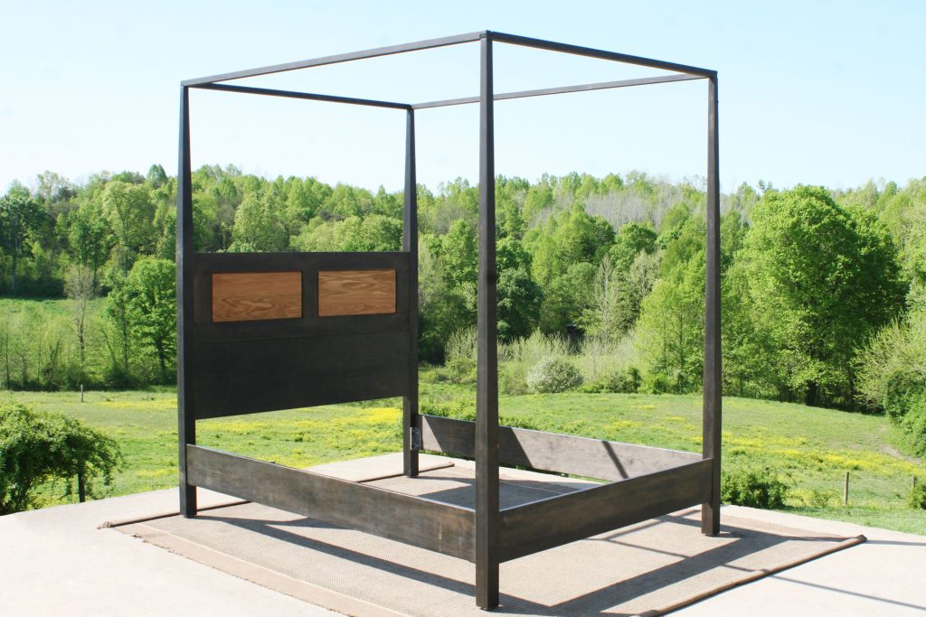 Canopy Bed with tapered posts side angled view